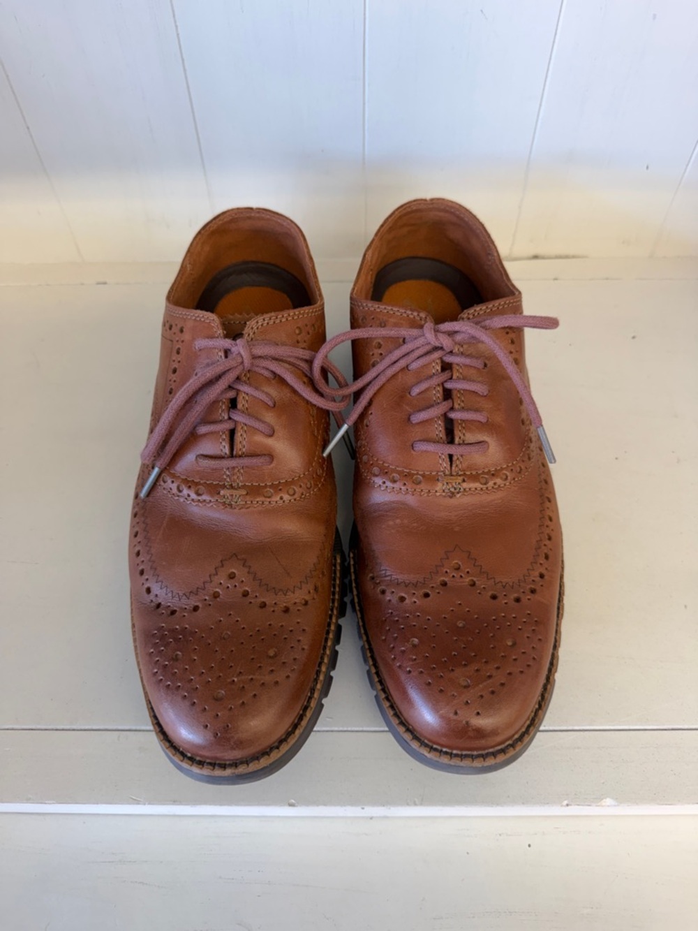 Cole Haan Zerogrand Tan Leather Wingtip Oxfords - Picture 5 of 6